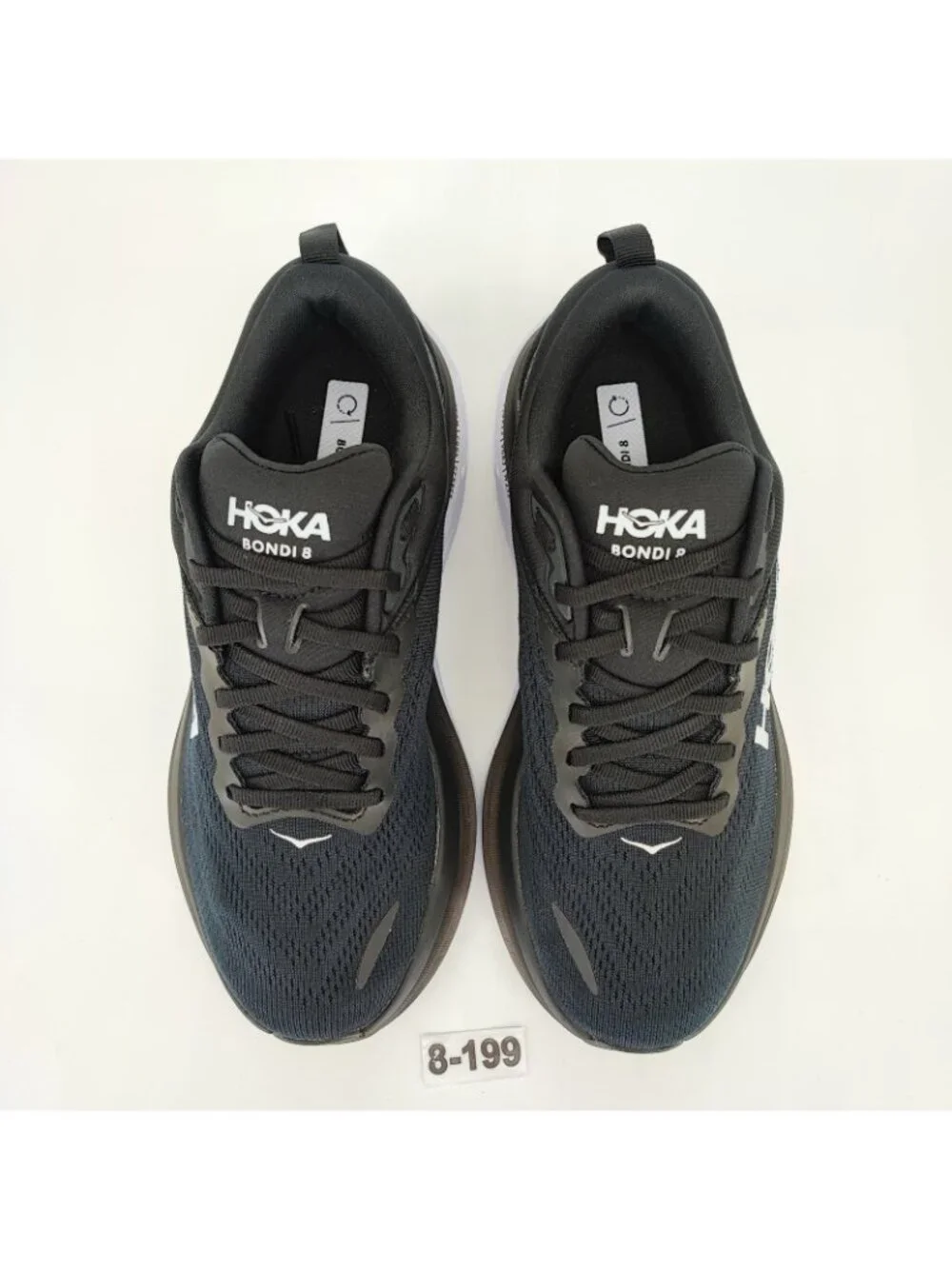 HOKA Bondi 8 Women's Size 8 US Running Shoes Mesh Black White 1127952 BWHT